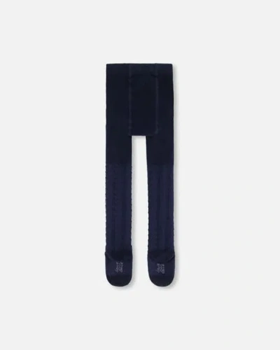 Deux Par Deux Unisex Tonal Jacquard Tights Off White In Peacoat