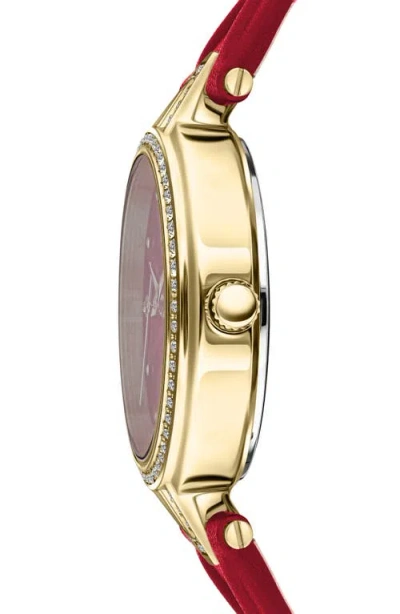 Shop Versus Versace V  Crystal Leather Strap Watch, 34mm In Ip Yellow Gold