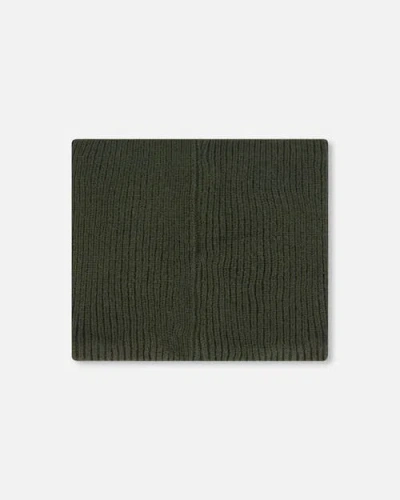 Deux Par Deux Boys' Mid-season Knit Neck Warmer - Little Kid In Kombu Green
