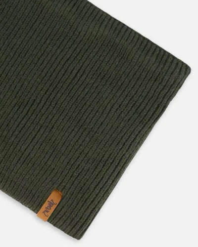 Deux Par Deux Boys' Mid-season Knit Neck Warmer - Little Kid In Kombu Green