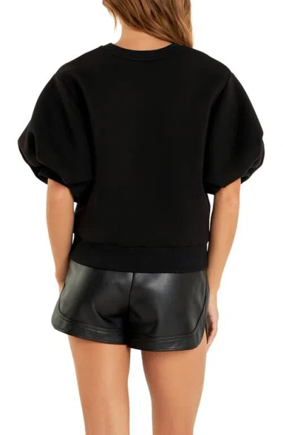 Grey Lab Puff Sleeve Sweatshirt In Black