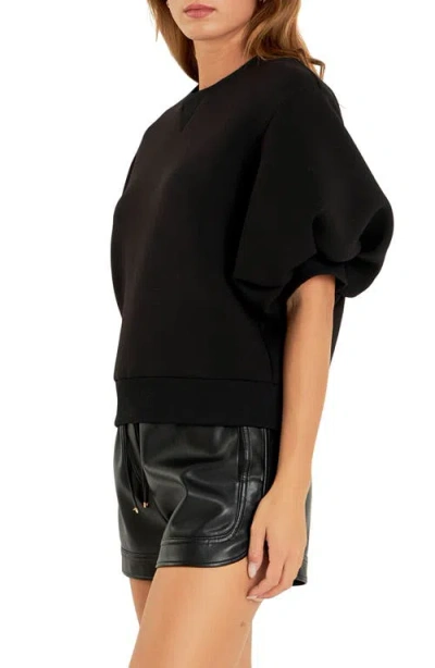 Grey Lab Puff Sleeve Sweatshirt In Black