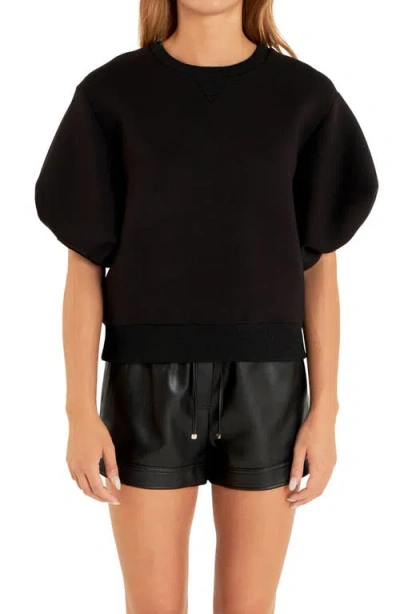 Grey Lab Puff Sleeve Sweatshirt In Black