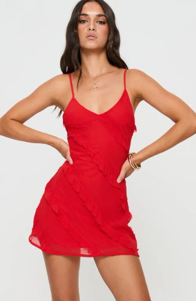 Princess Polly Lars Ruffle Trim Minidress In Red
