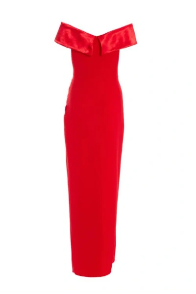 Quiz Scuba Crepe/satin Bardot Wrap Maxi Dress In Red