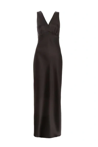 Quiz Satin Wrap Front Maxi Dress In Black