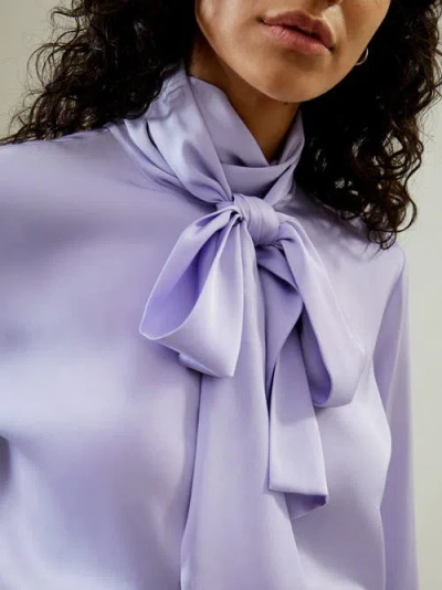 Lilysilk Silk Turtleneck Ribbon Blouse In Lilac