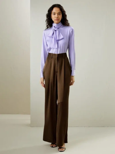 Lilysilk Silk Turtleneck Ribbon Blouse In Lilac