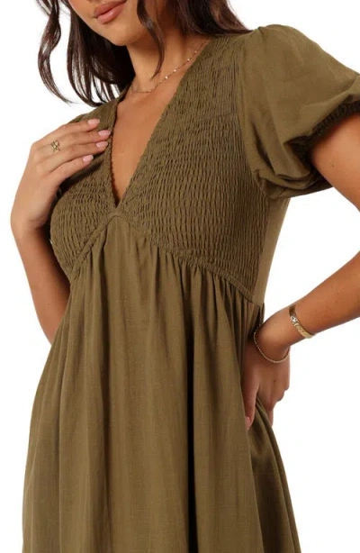 Petal And Pup Petal & Pup Brooke Smocked Cotton Midi Dress In Green