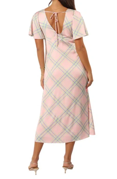 Petal And Pup Petal & Pup Jess Check Tie Back Midi Dress In Pink