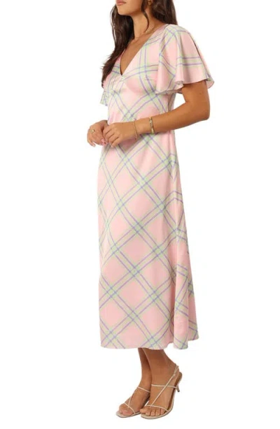 Petal And Pup Petal & Pup Jess Check Tie Back Midi Dress In Pink