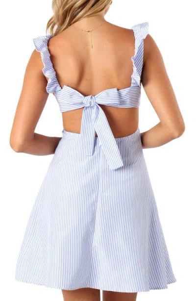 Petal And Pup Petal & Pup Libbie Stripe Cutout Cotton & Linen Minidress In Blue