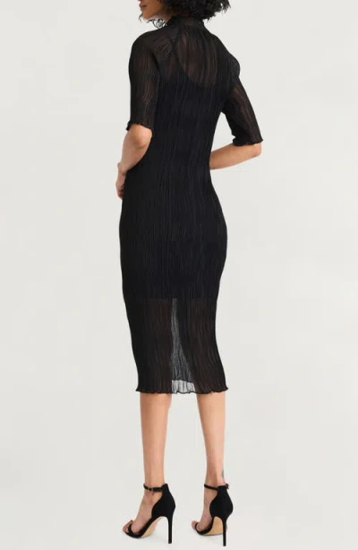 Shop Luxely Plissé Funnel Neck Midi Dress In Meteorite