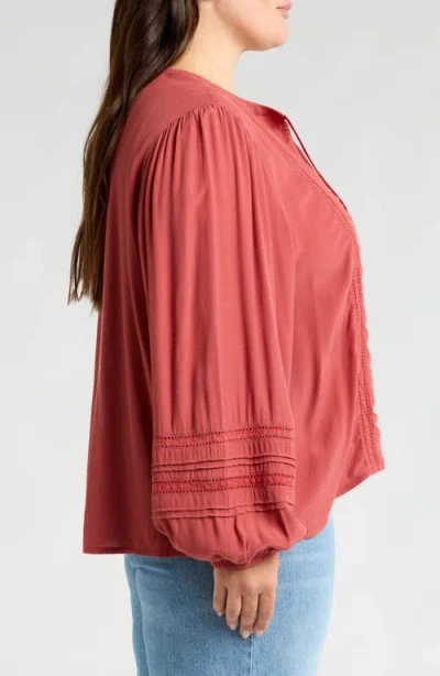 TREASURE & BOND TREASURE & BOND LACE INSET LONG SLEEVE TOP 