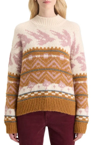 Scotch & Soda Metallic Fair Isle Pullover Sweater In Tobacco