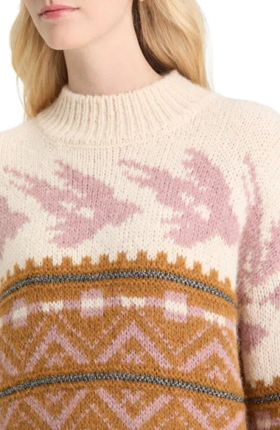 Scotch & Soda Metallic Fair Isle Pullover Sweater In Tobacco