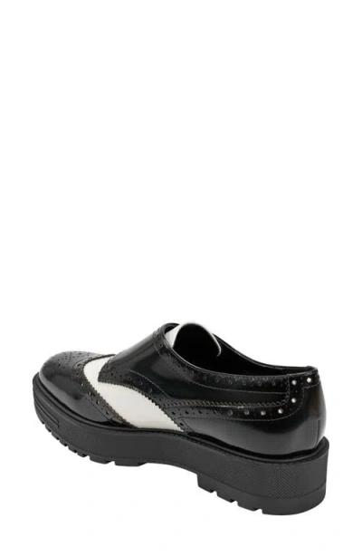 Marc Fisher Ltd Remona Wingtip Monk Strap Platform Loafer In Black/ White