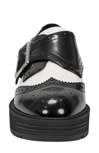 Marc Fisher Ltd Remona Wingtip Monk Strap Platform Loafer In Black/ White