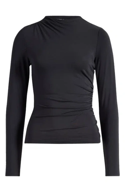 Rails Joelle Ruched Funnel Neck Top In Black Onyx
