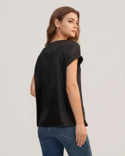 Shop Lilysilk Short Sleeves Round Neck Silk Tee In Black