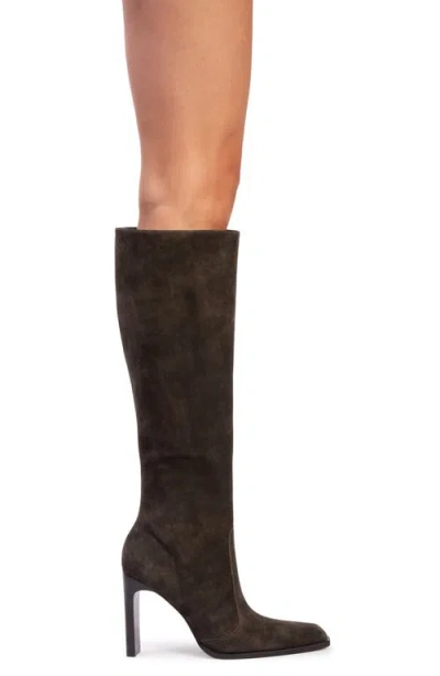 Black Suede Studio Grand Tall Boot In Dark Brown