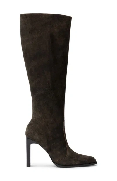 Black Suede Studio Grand Tall Boot In Dark Brown