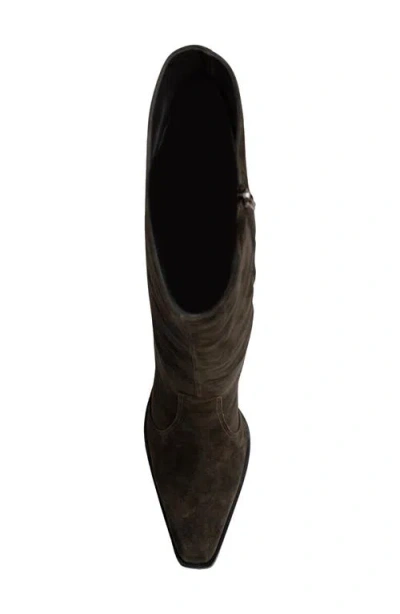 Black Suede Studio Grand Tall Boot In Dark Brown