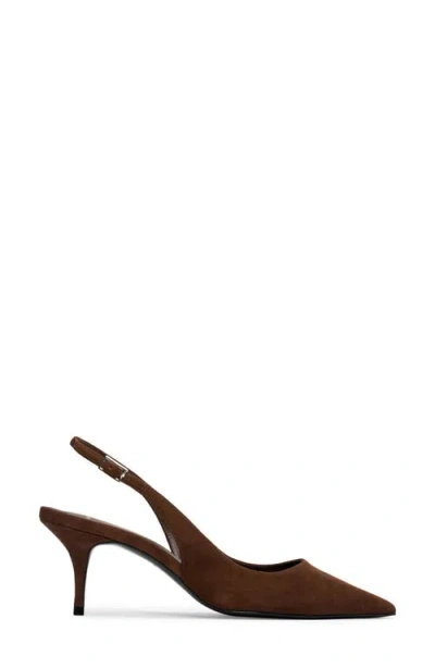 Black Suede Studio Alloy Pointed Toe Slingback Pump In Brown