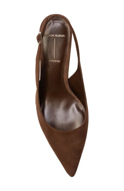 Black Suede Studio Alloy Pointed Toe Slingback Pump In Brown