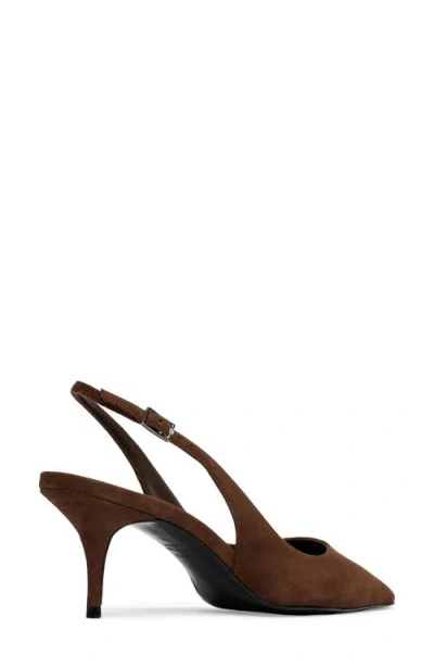 Black Suede Studio Alloy Pointed Toe Slingback Pump In Brown