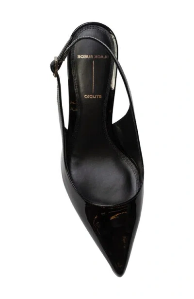 Black Suede Studio Alloy Pointed Toe Slingback Pump In Black
