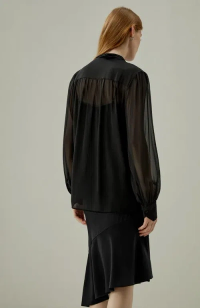 Lilysilk Bow Tie Silk Jasmine Blouse In Black