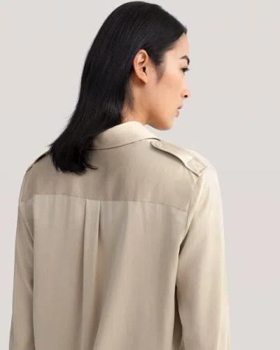 Lilysilk Sandwashed Silk Shirt With Epaulettes In Light Apricot