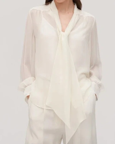 Shop Lilysilk Bow Tie Sheer And Lightweight Silk Jasmine Blouse In Natural White