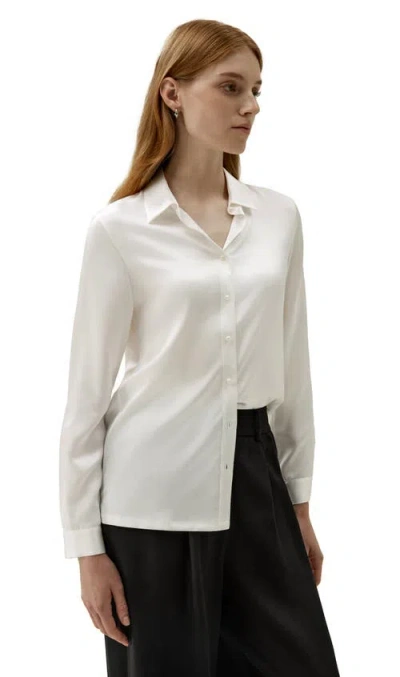 Lilysilk Classic Pearl Button Silk Shirt In Natural White