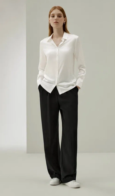 Lilysilk Classic Pearl Button Silk Shirt In Natural White
