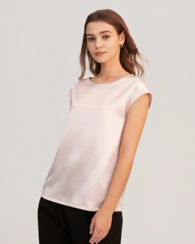 Lilysilk Basic Cap Sleeves Silk Tee In Pale Pink