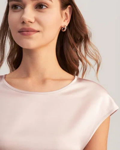 Lilysilk Basic Cap Sleeves Silk Tee In Pale Pink