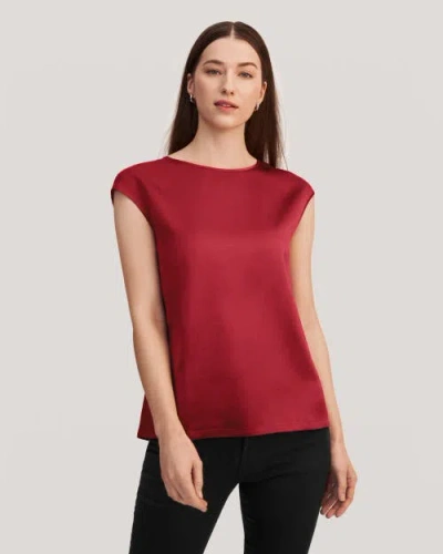 Lilysilk Basic Cap Sleeves Silk Tee In Claret