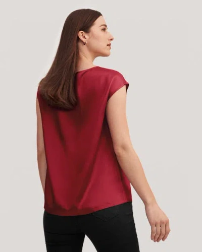 Lilysilk Basic Cap Sleeves Silk Tee In Claret