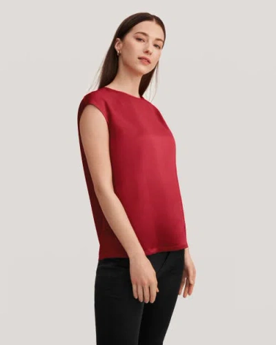 Lilysilk Basic Cap Sleeves Silk Tee In Claret