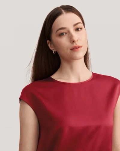 Lilysilk Basic Cap Sleeves Silk Tee In Claret