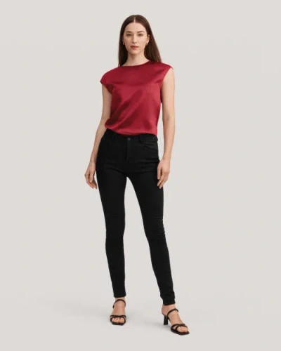 Lilysilk Basic Cap Sleeves Silk Tee In Claret