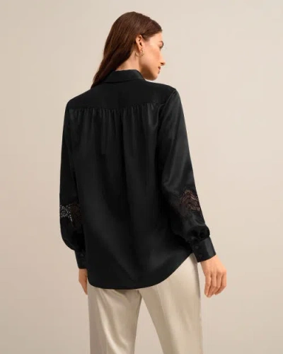 Lilysilk The Armeria Lace Silk Blouse In Black