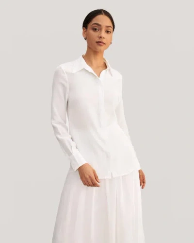 Lilysilk Wrinkle Free Basic Silk Shirt In Natural White