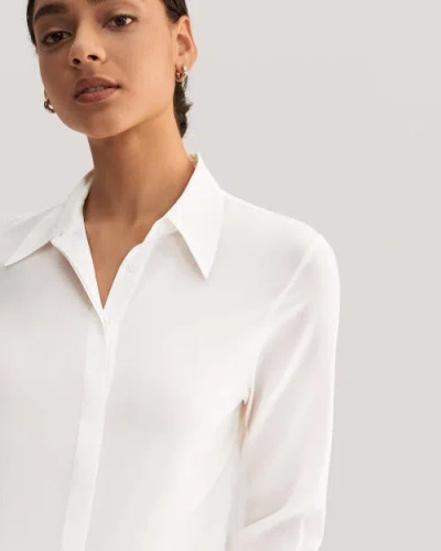 Lilysilk Wrinkle Free Basic Silk Shirt In Natural White