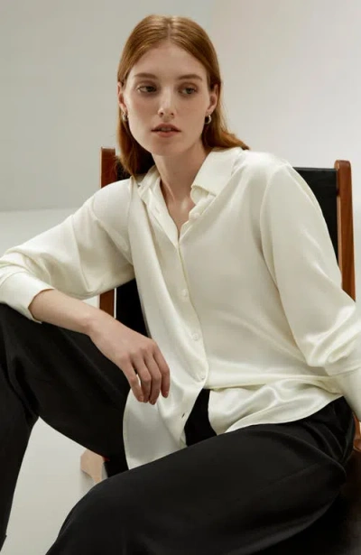 Lilysilk Oversize Style Silk Blouse In Lily White
