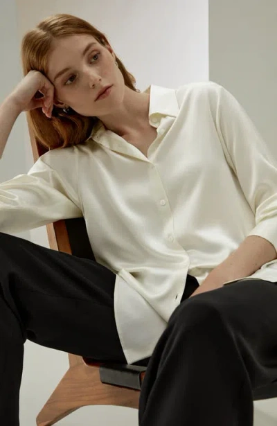 Lilysilk Oversize Style Silk Blouse In Lily White