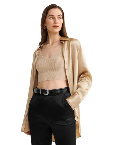 Lilysilk Oversize Style Silk Blouse In Brown