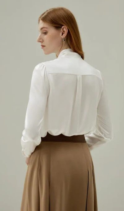 Lilysilk Bow-tie Neck Silk Blouse In Natural White